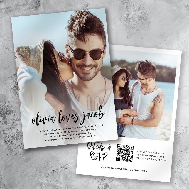 Foto QR Code Lässig Wedding Einladung (Von Creator hochgeladen)