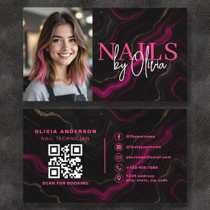 Foto QR Code Nagelspezialist Artist Black Pink Visitenkarte