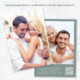 Foto QR Code Sage Green Background Vellum Overlay Einladung