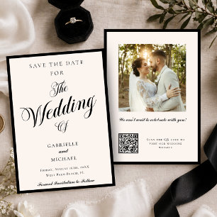 Foto QR Code Schwarz und Elfenbein Old Money Hochz Save The Date