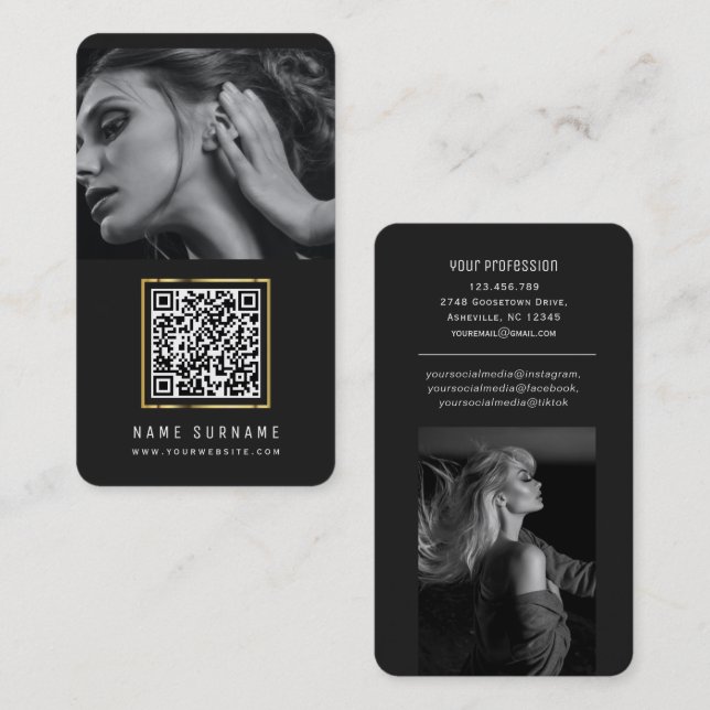 Foto QR Code Social Media moderne hoch entwickelte Visitenkarte (Vorne/Hinten)