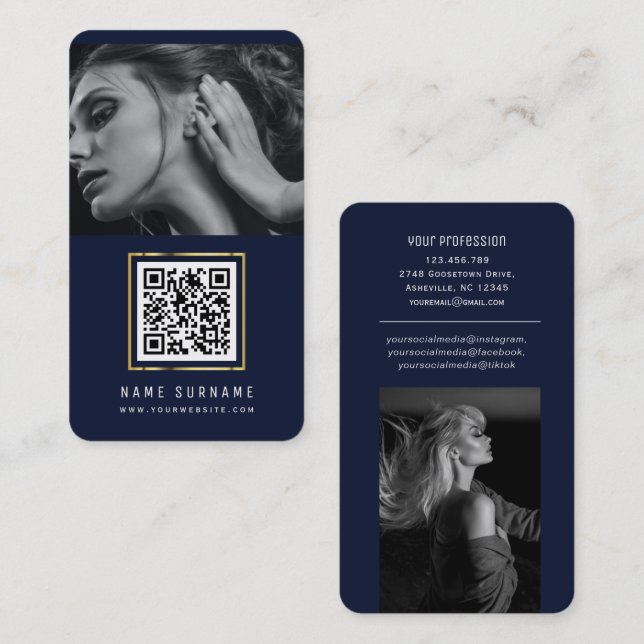 Foto QR Code Social Media moderne hoch entwickelte Visitenkarte (Vorne/Hinten)