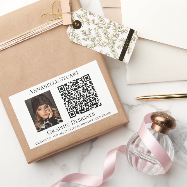 Foto QR-Code Unternehmen Business Rechteckiger Aufkleber (Schenken)