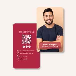 Foto-QR-Code Verbinde Dich Mit Mir Burgunder Moder Visitenkarte