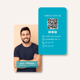 Foto-QR-Code Verbinde Dich Mit Mir Teal Modern Visitenkarte
