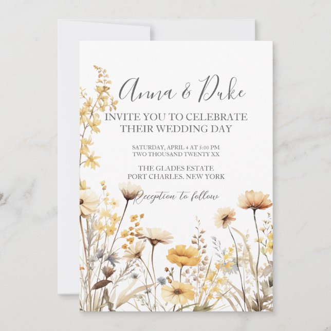 Foto QR Code Wildblume Hochzeit Einladung (Vorderseite)