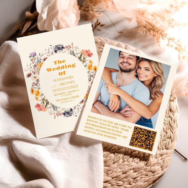 Foto QR Code Wildblume Wreath Greenerity Wedding Einladung (Von Creator hochgeladen)