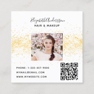 Foto qr für Weißgold Glitzer Quadratische Visitenkarte