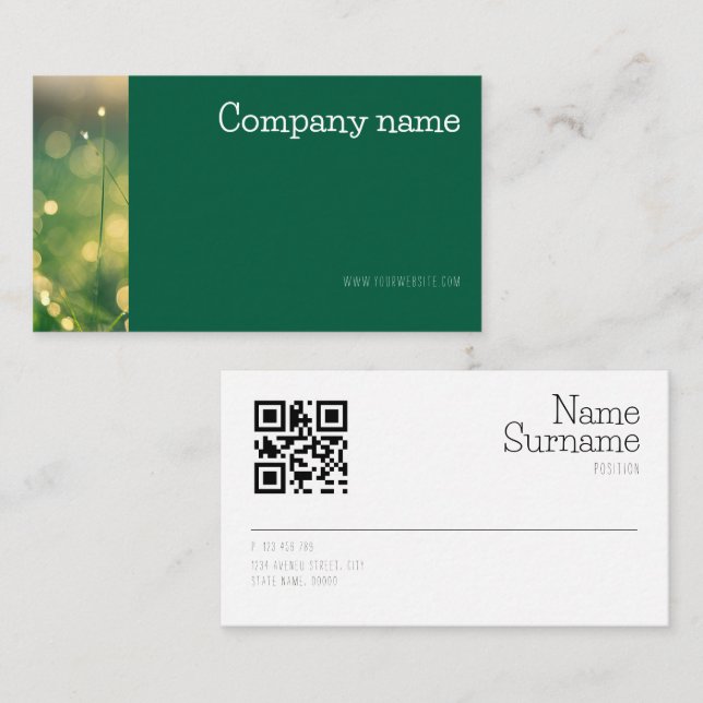 Foto QR Green Business Card für einfaches Rasenmäh Visitenkarte (Vorne/Hinten)