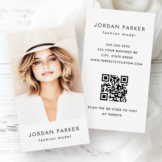 Foto QR-Modell (Photo QR code fashion model white business cards)