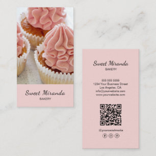 Foto QR Social Media Icons Pink Visitenkarte