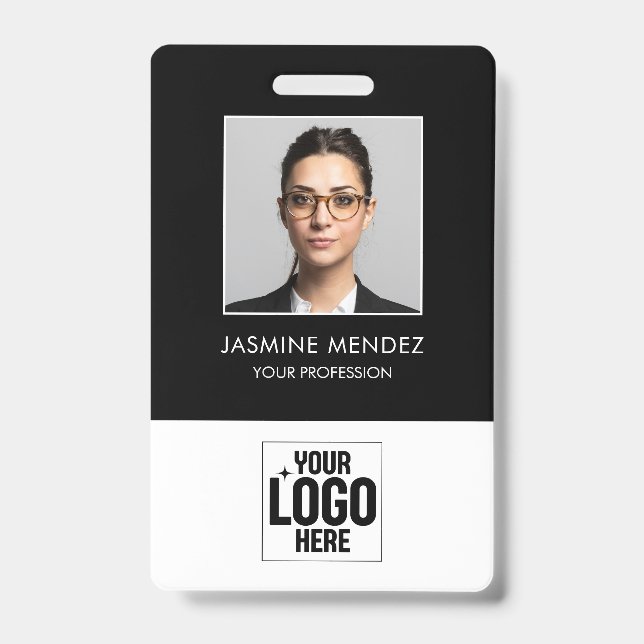 Foto Quadrat-Logo Mitarbeiter QR-Code Barcode-ID Ausweis (Vorderseite)