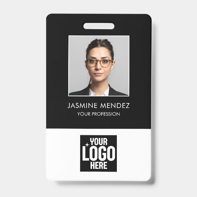 Foto Quadrat-Logo Mitarbeiter QR-Code Barcode-ID Ausweis (Vorderseite)