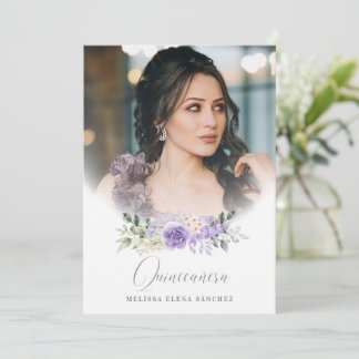 Foto Quinceañera Español Guirnalda Floral Morada