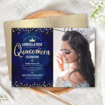 Foto Quinceañera Navy Gold Glitzer Princess Crown