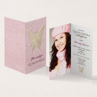 Foto Quinceanera Rose Gold Schmetterling Einladung