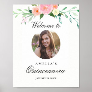 Foto Quinceanera Willkommenszeichen Botanisch Poster