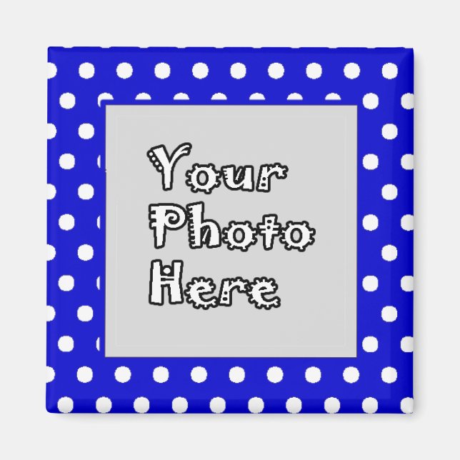 Foto-Rahmen für blaue und weiße Polka-Dosen Magnet (Vorne)