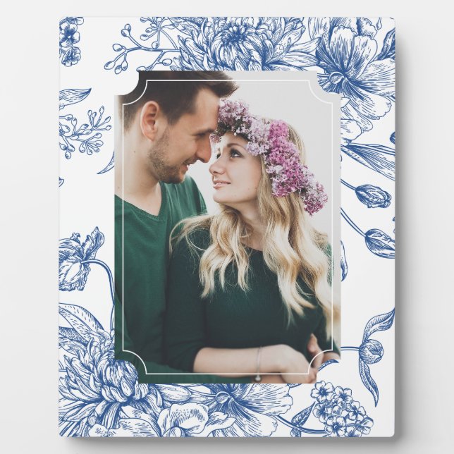Foto-Rahmen für Blue Toile-Blume Fotoplatte (Vorderseite)