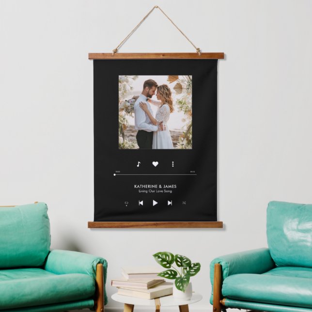 Foto-Rahmen für Musikplayer Personalisiert Wandteppich Mit Holzrahmen (Wohnzimmer)