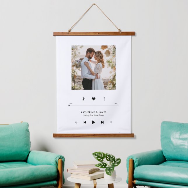 Foto-Rahmen für Musikplayer Personalisiert Wandteppich Mit Holzrahmen (Wohnzimmer)