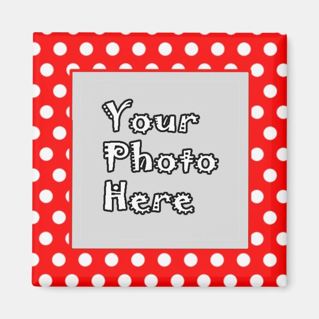 Foto-Rahmen für rote und weiße Polka-Dosen Magnet (Vorne)