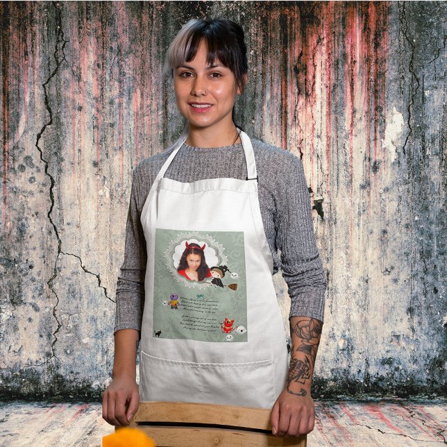 Foto Rahmen mit Hexe, Monster, Geist, Katze Schürze (Photo Frame with Witch, Monsters, Ghost, Cat Adult Apron)