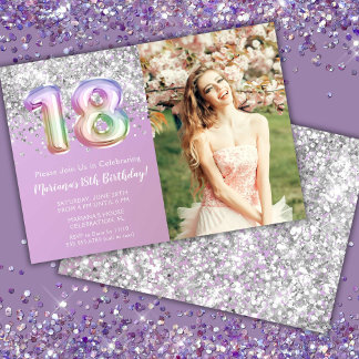Foto Rainbow Sparkle 18. Geburtstag Einladung