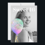*~* FOTO - Rainbow Sweet 16 Balloon AP29 Birthday Einladung<br><div class="desc">(Suche nach ähnlichen Designs auf verschiedenen Produkten in AP29)((Dieses Design kann leicht an JEDES Alter oder EVENT angepasst werden )) Erfahren Sie, wenn Sie Hilfe benötigen. *~* Energie-Enhanced SWEET 16 Geburtstag Einladung. Ändern / Bearbeiten Sie den Text und das FOTO des süßen 16 Geburtstagskarls. Abstrakte Künstlerische Girly Chic SWEET 16...</div>