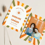 Foto Rainbow Wavy Groovy Save the Date Qr Code<br><div class="desc">Foto Burnt Orange Sun Retro Boho Save the Date Qr Code</div>