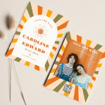 Foto Rainbow Wavy Groovy Save the Date Qr Code<br><div class="desc">Foto Burnt Orange Sun Retro Boho Save the Date Qr Code</div>