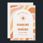 Foto Rainbow Wavy Groovy Save the Date Qr Code<br><div class="desc">Foto Burnt Orange Sun Retro Boho Save the Date Qr Code</div>