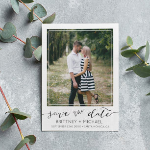 Foto-Rand Modern Weiß Save-the-Date Save The Date