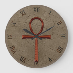 Foto Realistischer Wood-Effekt & Copper-Look Ankh Große Wanduhr