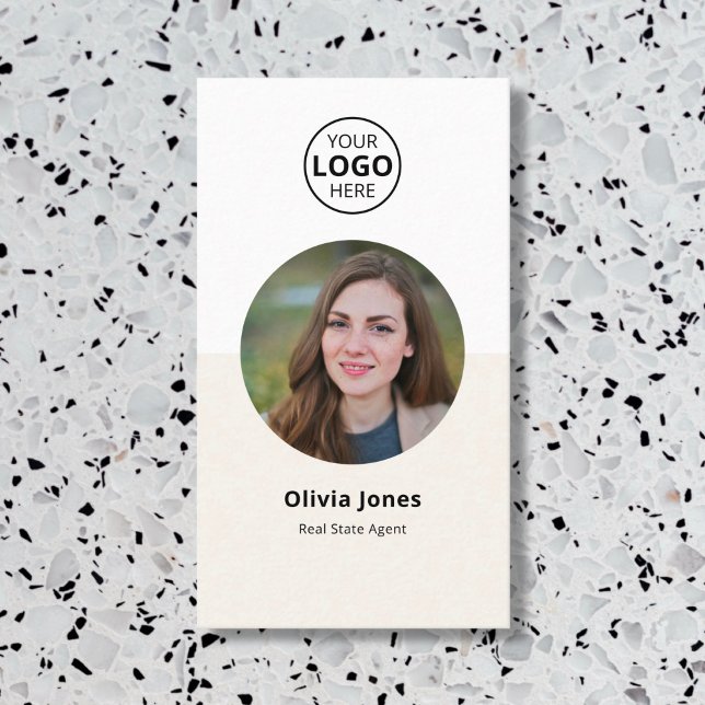 Foto Realtor QR Code Beige Business Card Visitenkarte (Von Creator hochgeladen)