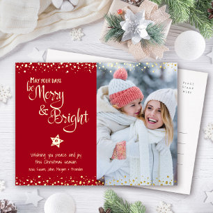 Foto Red Days Be Bright Script Real Gold Folien Feiertagspostkarte