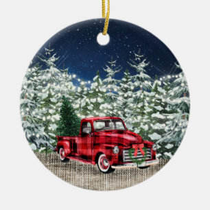 FOTO Red Farm LKW Weihnachtsfarbe Keramik Ornament