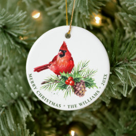 FOTO Red Kardinal Holly Berry Weihnachtsfeiertag Keramik Ornament
