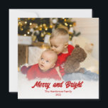 Foto Red Merry and Bright Christmas Card Karte<br><div class="desc">Red Merry and Bright Foto Weihnachtskarte</div>