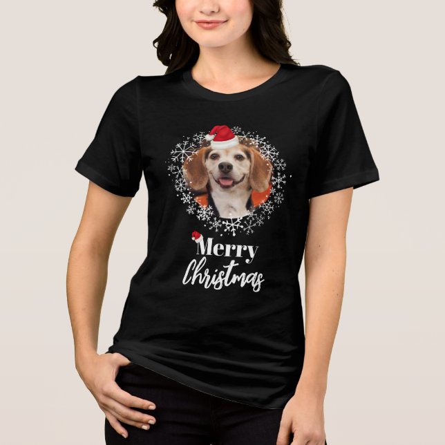 Foto Red Weihnachtsmannmütze Dark Best Fit Weihnac Tri-Blend Shirt (Vorderseite)