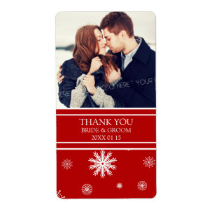 Foto Red White Snowflakes Winter Wedellabel