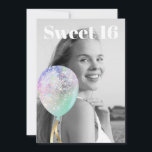 * FOTO Regenbogen Sweet 16 Ballon AP29 Geburtstag Einladung<br><div class="desc">(Suche nach ähnlichen Designs auf verschiedenen Produkten in AP29) (Dieses Design kann leicht an JEDES Alter oder EVENT angepasst werden) Erfahren Sie, wenn Sie Hilfe benötigen. *~* Energie-Enhanced SWEET 16 Geburtstag Einladung. Ändern / Bearbeiten Sie den Text und das FOTO des süßen 16 Geburtstagskarls. Abstrakte Künstlerische Girly Chic SWEET 16...</div>