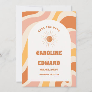 Foto Regenbogen Wellig Groovy Save the Date QR-Cod