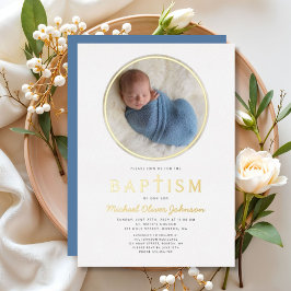 Foto Religiöse Cross Boy Taufe Gold Folieneinladung