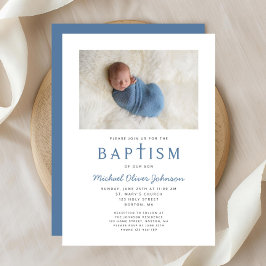 Foto Religious Cross Blue Boy Taufe Einladung