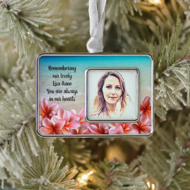 Foto Remembrance Beach Plumeria Tropical Rahmen-Ornament Silber (Baum)