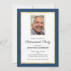 Foto Renten Party   Navy Blue und Gold Einladung