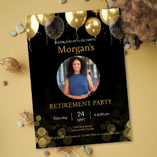 Foto Retirement Party Gold Ballon Save the Date Einladung