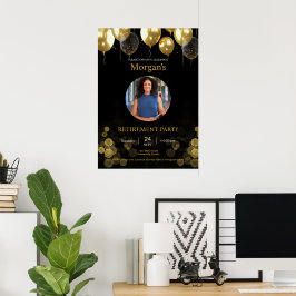 Foto Retirement Party Gold Ballon Save the Date Poster