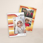 Foto Retro Arschlinie Kunst und Kultur Feiertagskarte<br><div class="desc">Retro Gold und Rot in einem Line Art Bogen - Verwenden Sie ein vertikales Foto auf der Vorderseite und 2 Fotos auf der Rückseite. Machen Sie einen einzigartigen und trendigen Frohen Weihnachtsgrüßen mit einem trendigen Retro-Linienmuster auf der Rückseite. Wenn Sie etwas bewegen möchten, klicken Sie auf die Schaltfläche Anpassen, um...</div>